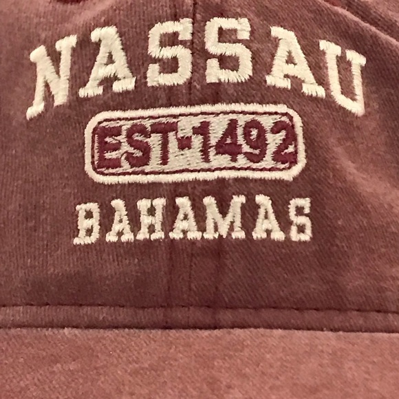 Kaufman for Nassau Bahamas on Adjustable Maroon Travel & Beach Baseball Cap - Picture 11 of 12
